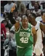  ?? LYNNE SLADKY — THE ASSOCIATED PRESS ?? Celtics center Al Horford played in his 141st NBA playoff game Sunday, when Boston beat Miami.