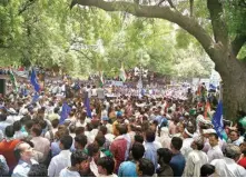  ?? PIC/MPOST ?? Scenes from the protest in Jantar Mantar on Sunday