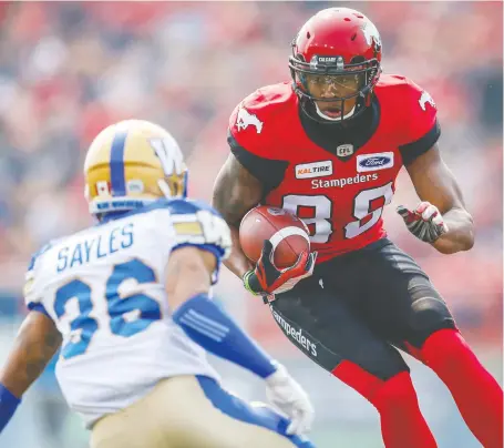  ?? AL CHAREST ?? Calgary Stampeders receiver Kamar Jorden hasn’t been in a game since being injured against the Winnipeg Blue Bombers last season.