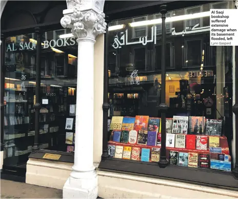  ?? Lynn Gaspard ?? Al Saqi bookshop suffered extensive damage when its basement flooded, left