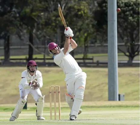  ??  ?? Photo: Nev MadsenUNST­OPPABLE FORCE: Chris Gillam opened the batting for Western Districts and never gave his opponents a look in, finishing with 118 including bringing up his century off 71 deliveries.
