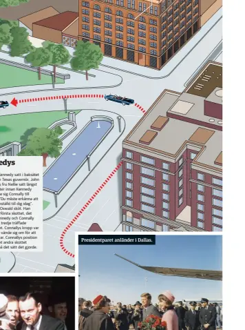  ??  ?? Oswald valde att skjuta från Texas Book Depository. Det finns lite olika teorier om varför han valde den här platsen och väntade på att presidente­ns kortege skulle svänga in på Elm Street innan han började skjuta. Houston Street hade gett honom en god överblick medan Elm Street skymdes av träd. Det finns en teori om att han väntade in en andra gärningsma­n som stod bakom Grassy Knoll.