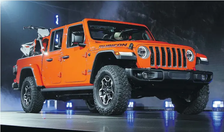  ?? DEREK MCNAUGHTON/DRIVING.CA ?? Arriving in the second quarter of this year, the 2020 Jeep Gladiator will be a true off-roader with unique features and mid-size truck capability.