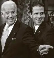  ?? Charles Dharapak / Associated Press ?? “I come from a family forged by tragedies,” Hunter Biden, right, with father President Joe Biden, writes in “Beautiful Things.”