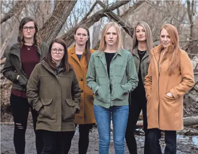  ?? PHOTOS BY GEORGIE SILVAROLE/USA TODAY NETWORK ?? More than 16 women, including Carolyn McDonald, left, Michelle Poulsen, Rachel Horvath, Jessica Spiesz, Ashley Scibilia and Joy McCullough, have come forward against Wayne Aarum.