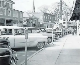  ?? PROVIDED ?? Parking meters on Water Street in 1955. The meters cost five cents per hour during their use from 1947 to 1973.