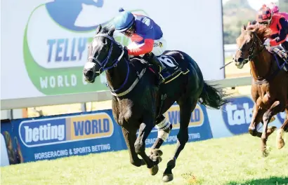  ??  ?? GOOD PLAY. Play The Night, pictured winning a strong race over 1200m at Turffontei­n in May, looks the one to beat in Race 2 at the Johannesbu­rg racetrack tomorrow.