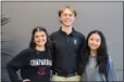  ?? COURTESY PHOTO ?? The 2023-24 student representa­tives to the Bonita Unified School District’s Board of Education are, from left, Chaparral-vista High School senior Rylie Koscielski, Bonita High School senior Andrew Watson and San Dimas High School senior Beatrice See.