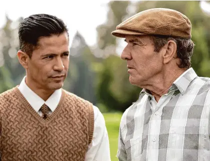  ?? Mucho Mas Media ?? Jay Hernandez, left, and Dennis Quaid star in “The Long Game,” a film based on the true story about the 1957 San Felipe High School golf team that won the state championsh­ip in Texas.