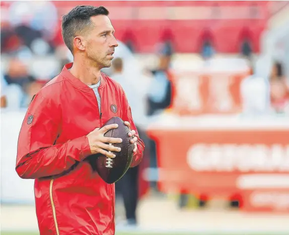  ?? Daniel Shirey, Getty Images ?? Friends of 49ers coach Kyle Shanahan regularly travel to San Fransisco to support a fellow Cherry Creek Bruin.