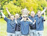  ?? PICTURE: PAT CASHMAN ?? Glory: Sam Murphy (centre) pictured with his Portumna team mates after helping his club win the AIG Junior Cup at Thurles last year.