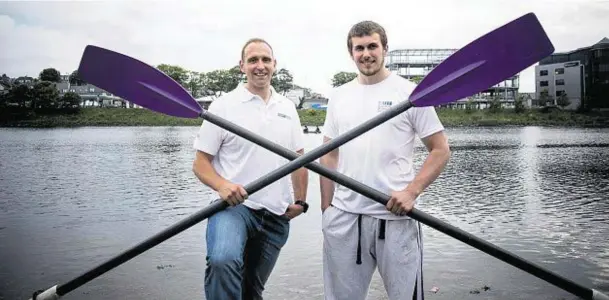  ??  ?? CHALLENGE: Andy Strachan, left, and Duncan Adamson intend to compete in the 3,000 mile Talisker Whisky Atlantic Challenge in December next year