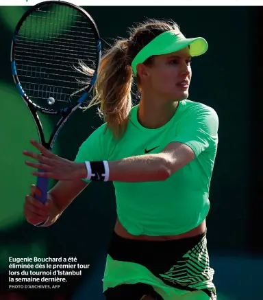  ??  ?? Eugenie Bouchard a été éliminée dès le premier tour lors du tournoi d’istanbul la semaine dernière.