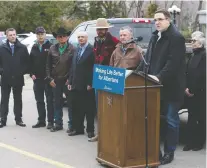  ?? DAVID BLOOM ?? Environmen­t and Parks Minister Jason Nixon announces the Public Lands Modernizat­ion Amendment Act, which will change how ranchers pay to lease public land for grazing, at the legislatur­e Tuesday.