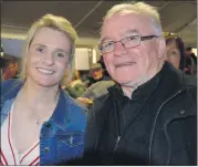  ?? (Pic: P O’Dwyer) ?? Cork camogie and ladies football star, Briege Corkery meeting up with her cousin Fr Michael Corkery, PP Glanworth at the Grassroots live event, held as part of Glanfest last Friday night in Glanworth.