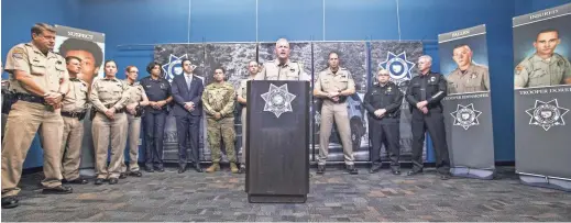  ?? TOM TINGLE/THE REPUBLIC ?? Col. Frank Milstead, director of the Arizona Department of Public Safety, answers questions during a press conference in Phoenix on Thursday about the death of Trooper Tyler Edenhofer. Edenhofer was fatally shot and another trooper wounded during an altercatio­n on Interstate 10 Wednesday night.