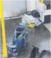  ?? PHOTO: REUTERS ?? Aftermath . . . Personal items and a bucket with an item on fire inside it are seen on the floor of an undergroun­d train at Parsons Green station in London.