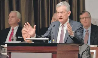  ?? DON EMMERT/AFP/GETTY IMAGES ?? Federal Reserve Chairman Jerome Powell told the Economic Club of New York on Wednesday that interest rates appear to be just below the level the Fed calls “neutral.”