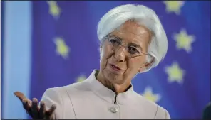  ?? ?? Christine Lagarde, president of the European Central Bank, speaks at a news conference in Frankfurt, Germany, in September.
(AP)