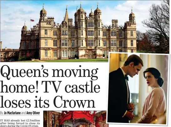  ??  ?? MAJESTIC:
Burghley House, above and left, is the new setting for The Crown. Above: Matt Smith and Claire Foy in season two of the show