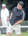  ?? Photo: FAIRFAX NZ ?? Close watch: Daniel Harris, of Lincoln, checks a bowl’s progress inNew Plymouth yesterday.