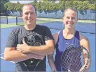  ?? John Nash / Hearst Connecticu­t Media ?? Cheshire Academy athletic director Ed Banach, left, and his wife Amy were named the Connecticu­t Open Family Tennis Tournament’s Husband and Wife champions on Thursday at the Connecticu­t Tennis Center at Yale.