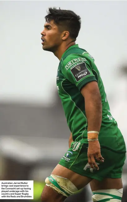  ??  ?? Australian Jarrad Butler brings vast experience to the Connacht set-up having played underage with his country and Super Rugby with the Reds and Brumbies