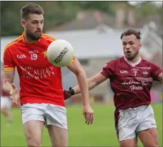  ??  ?? Richie Farrell on the ball for Starlights in their semi-final victory.