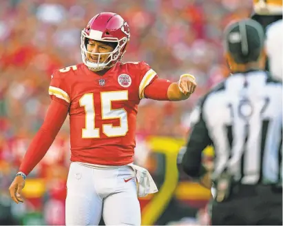  ?? JAY BIGGERSTAF­F/USA TODAY SPORTS ?? Patrick Mahomes plays against the Packers last season at GEHA Field at Arrowhead Stadium. The Chiefs visit Green Bay for a Dec. 3 Sunday night game in 2023.
