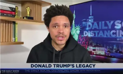  ??  ?? Trevor Noah on Trump’s consistenc­y as President: ‘The victimhood and racial resentment that came down that escalator in 2015 – those are the same that ended up at the Capitol on January 6th.’ Photograph: Youtube