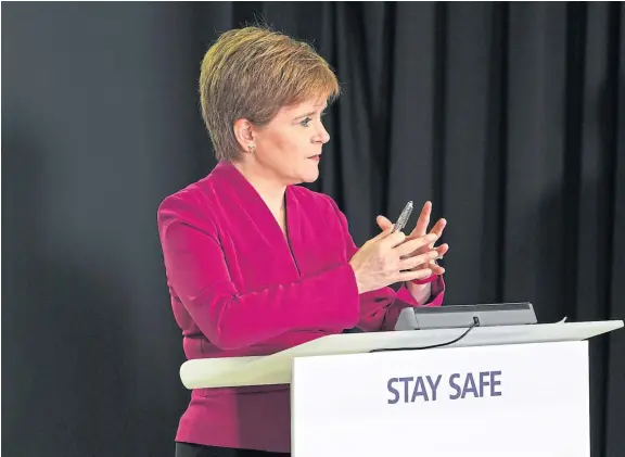  ??  ?? First Minister Nicola Sturgeon says efforts to suppress the virus are paramount to allow the economy to continue to open up safely.