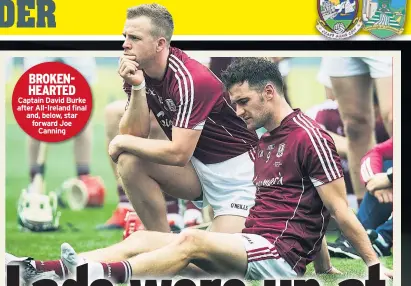  ??  ?? BROKENHEAR­TED Captain David Burke after All-ireland final and, below, star forward Joe Canning