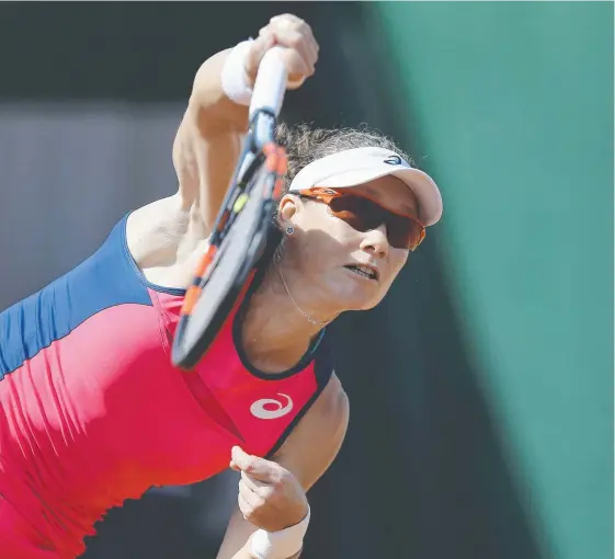  ??  ?? Australia's Samantha Stosur on her way to beating Belgium's Kirsten Flipkens in the second round of the French Open. Picture: AP PHOTO LEO SCHLINK