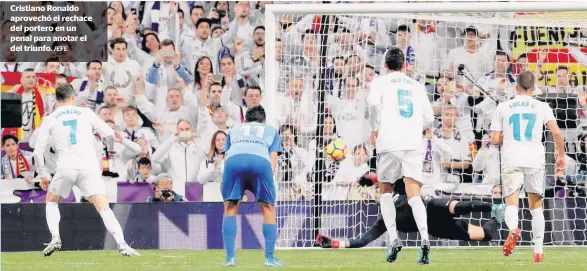  ?? /EFE ?? Cristiano Ronaldo aprovechó el rechace del portero en un penal para anotar el del triunfo.