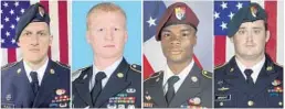  ?? U.S. ARMY ?? Killed in the ambush last October in Niger were Special Forces soldiers, from left, Staff Sgt. Bryan C. Black; Staff Sgt. Jeremiah W. Johnson; Sgt. La David Johnson; and Staff Sgt. Dustin M. Wright. Johnson’s body wasn’t found until two days later.