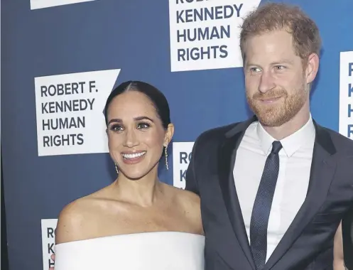  ?? ?? ↑ Meghan, Duchess of Sussex and Prince Harry, Duke of Sussex attended a New York gala last week ahead of their Netflix revelation­s