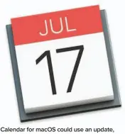  ??  ?? Calendar for macos could use an update, and Marzipan could be a way to do it.