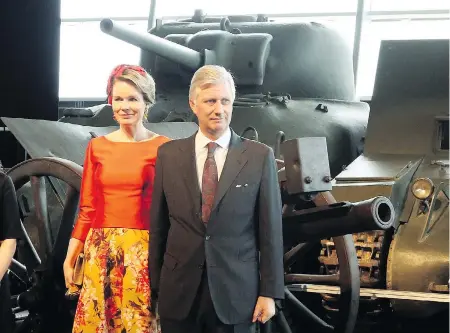  ?? FRED CHARTRAND / THE CANADIAN PRESS ?? Queen Mathilde and King Philippe of Belgium tour the Canadian War Museum in Ottawa on Tuesday.