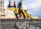  ?? BUSINESS WIRE ?? Spot is the Boston Dynamics’ robot dog, which here completes an autonomous mission onboard the Aker BP Skar v installati­on in the North Sea.