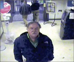  ?? Photos courtesy of Albany Police Department ?? ABOVE: Albany police say this surveillan­ce camera photo shows suspect Martin Kimber inside Albany Medical Center on March 2, the day mercury was discovered in
food at the hospital.