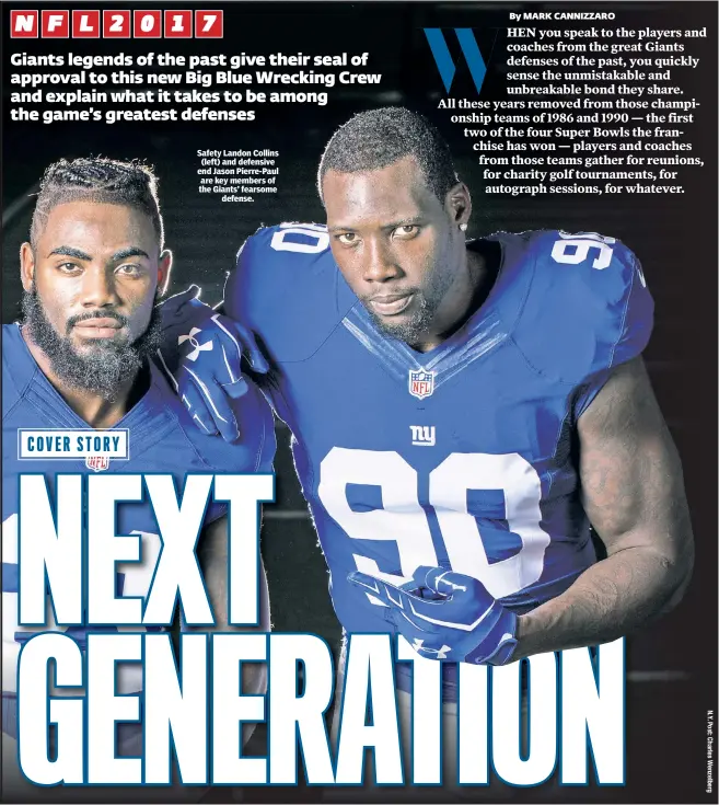  ??  ?? Safety Landon Collins (left) and defensive end Jason Pierre-Paul are key members of the Giants’ fearsome defense.