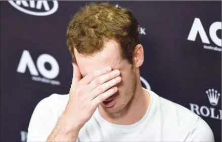  ?? AFP ?? Andy Murray attends at a press conference after his defeat against Germany’s Mischa Zverev during their men’s singles fourth round match on day seven of the Australian Open tennis tournament in Melbourne yesterday.