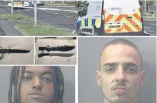  ?? ?? Samual Estifanos (left) Callum Bell (right), knives seized and the scene