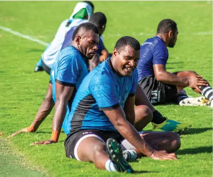  ?? Photo: Leon Lord ?? Fijian 7s squad members after a training session at Albert Park, Suva on January 6, 2021.