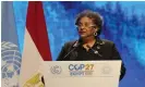  ?? Photograph: Peter de Jong/AP ?? Mia Mottley, the prime minister of Barbados, speaking at Cop27 in Sharm elSheikh, Egypt. ‘The first three days of the conference have seen blistering words from leaders of vulnerable countries, who know that Cop27 is their best chance to be heard.’