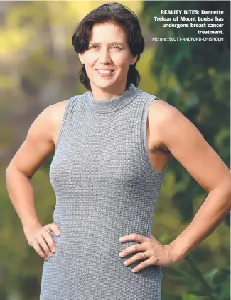  ?? Picture: SCOTT- RADFORD- CHISHOLM ?? REALITY BITES: Dannette Treloar of Mount Louisa has undergone breast cancer treatment.