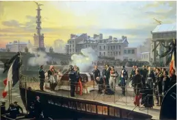  ??  ?? Arrivée des cendres de Napoléon à Courbevoie, le 14 décembre 1840, d’Henri Philippote­aux (1867).