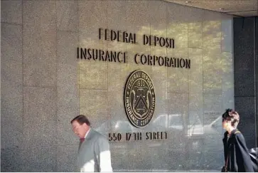  ?? James Leynse Corbis via Getty Images ?? A SAVER with more than $1 million in online bank accounts says no account contains more than $250,000 to remain under the FDIC insurance limits. Above, the Federal Deposit Insurance Corp. in Washington.