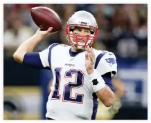  ??  ?? New England Patriots quarterbac­k Tom Brady (12) makes a throw in the second quarter against the New Orleans Saints at the Mercedes-Benz Superdome on Sunday. (USA TODAY Sports)