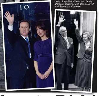  ?? ?? Unity...Tony Blair, Cherie and family, Margaret Thatcher with Denis, David and Samantha Cameron